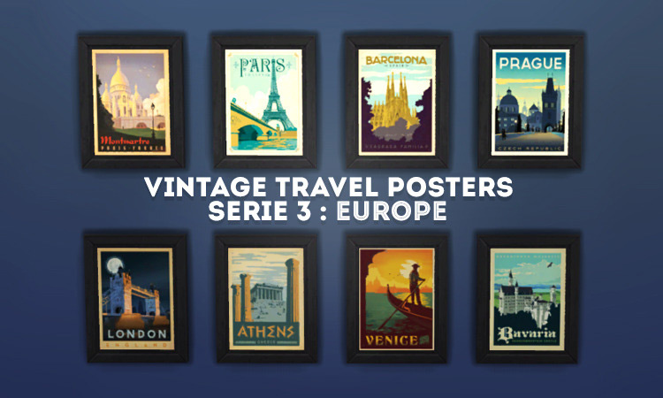 Vintage Travel Posters Series Sims 4 CC
