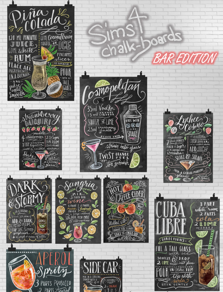 Chalkboards – Bar Edition TS4 CC