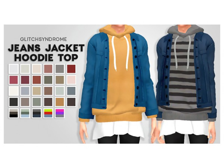 Jeans Jacket Hoodie Top TS4 CC