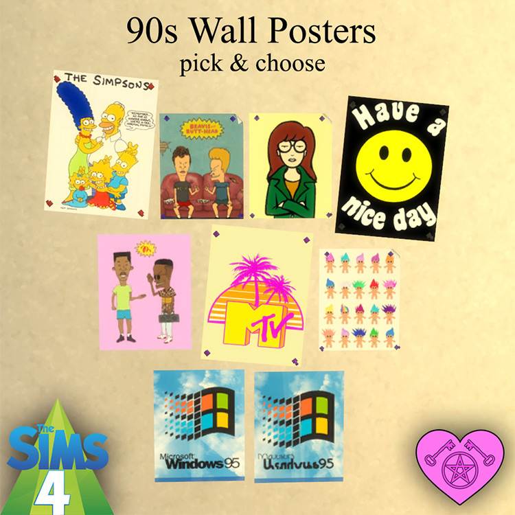 90s Wall Posters Sims 4 CC
