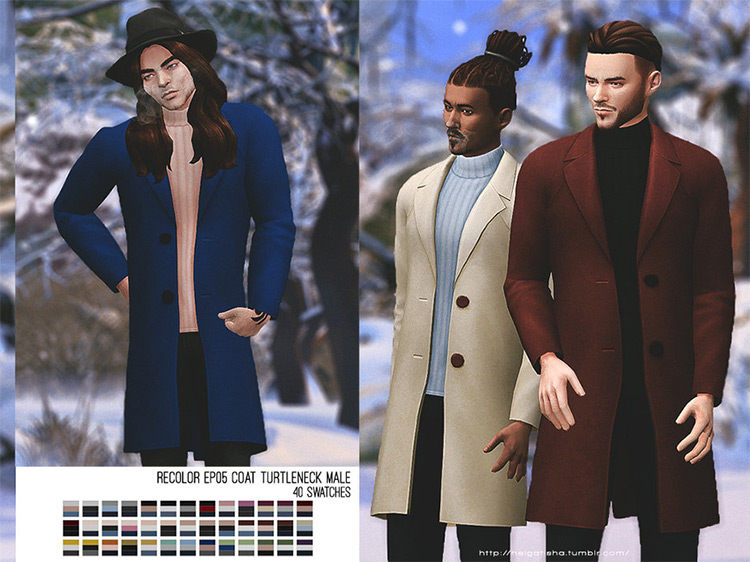 Recolor EP05 Coat Turtleneck Male for Sims 4