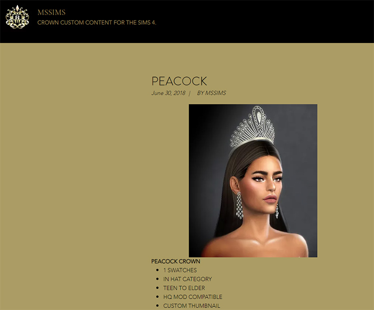 Peacock Crown CC for TS4